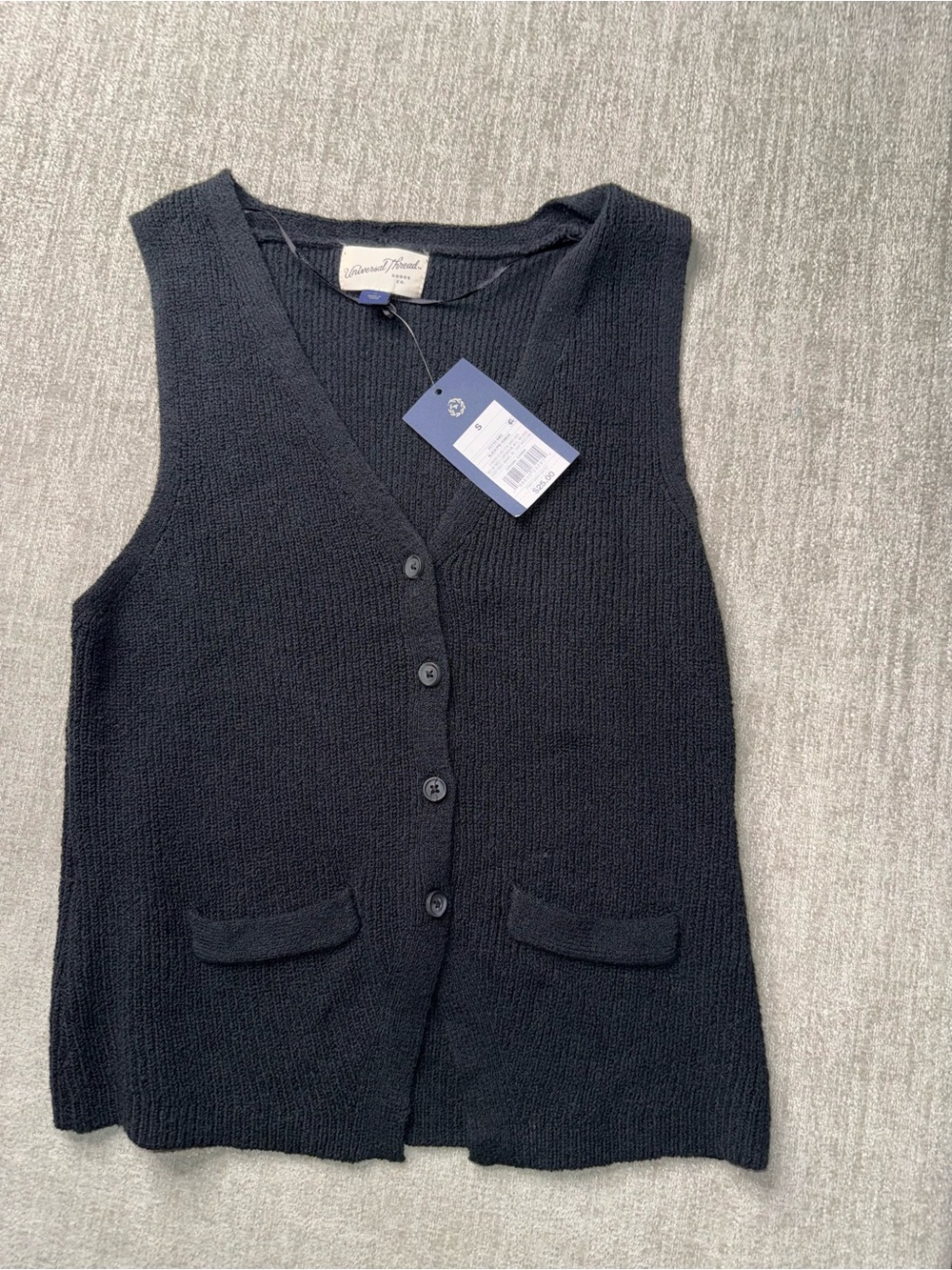Universal Thread Black Knit Button-Front Sweater Vest